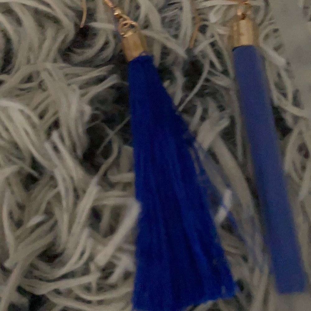 Long blue dangling earrings